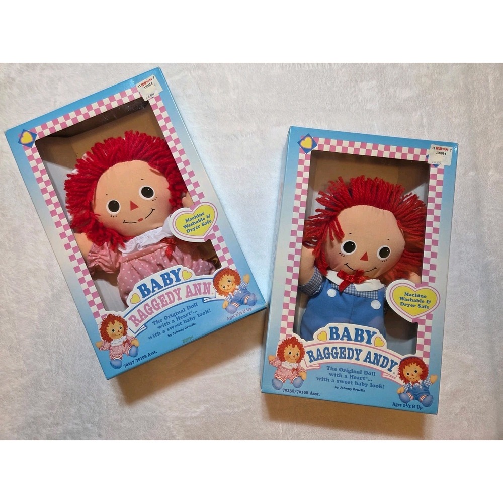 Baby Raggedy Ann & Baby Raggedy‎ Andy Doll Set NIB 1989 Johnny Gruelle
